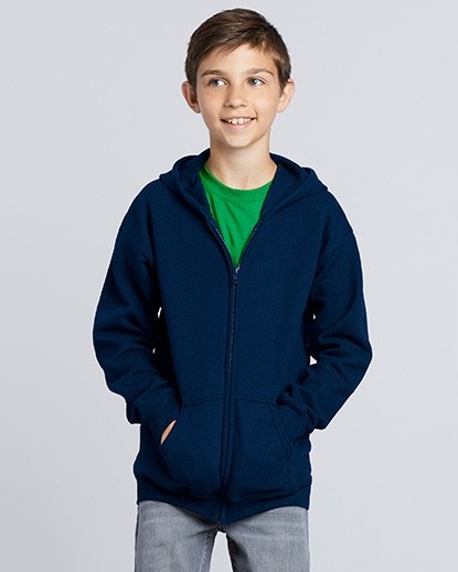 18600B Gildan Heavy Blend Youth Full Zip Hooded Sweatshirt