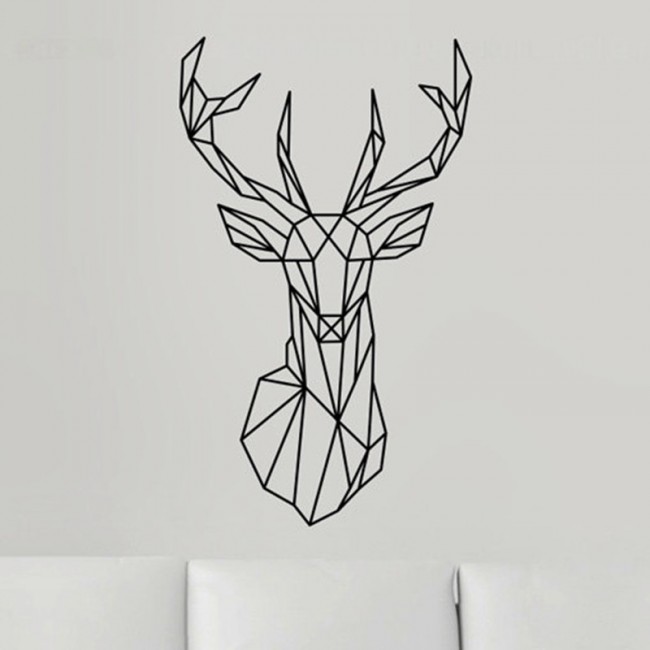 Geometric Deer Head wall decal