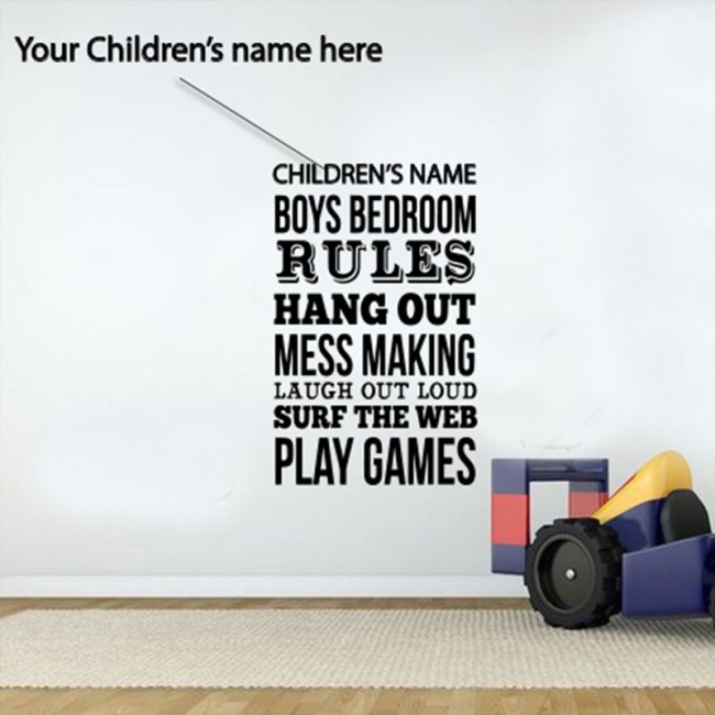 Personalised boys bedroom decals