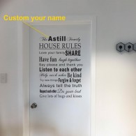  Personalised family name house rules decal