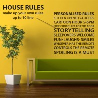 Personalised house rules wall decal
